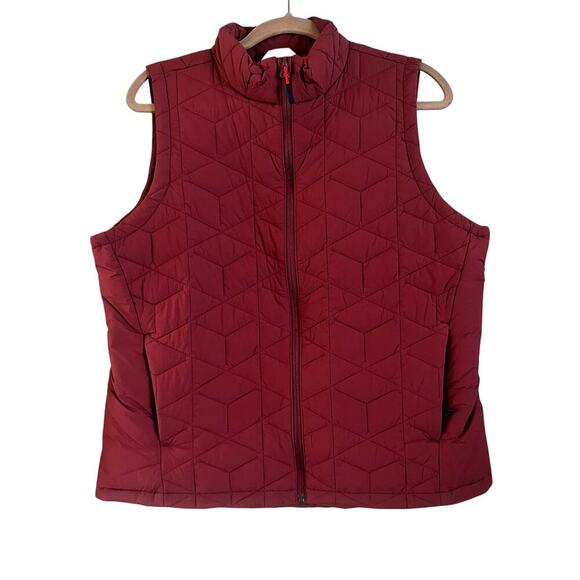 Duluth Trading Co Women’s Agiloft Quilted Vest Size Large Burgundy Red Full Zip - Picture 1 of 5